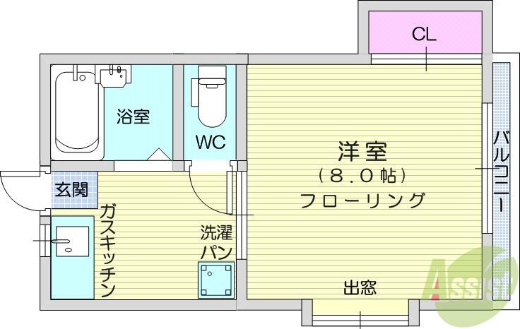 リバーサイドKOYO(1K/1階)の間取り写真
