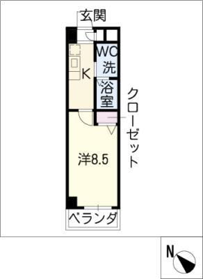 プラスパー猪之越(1K/3階)の間取り写真