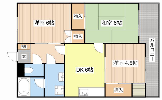 ハイツ蓬莱(3DK/2階)の間取り写真