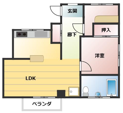 ホエールマンション(2LDK/4階)の間取り写真