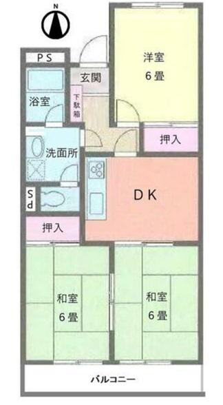 おのだハイツ(3DK/2階)の間取り写真