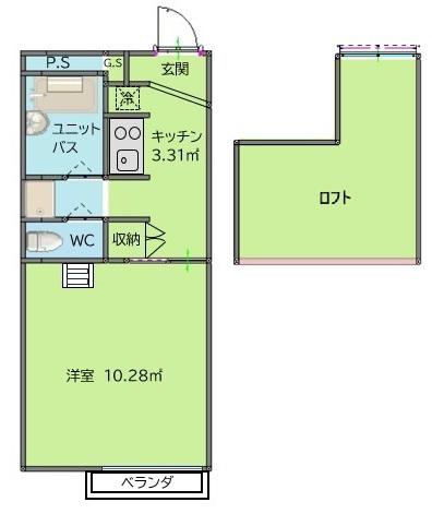 ライトハウス金成(1K/2階)の間取り写真