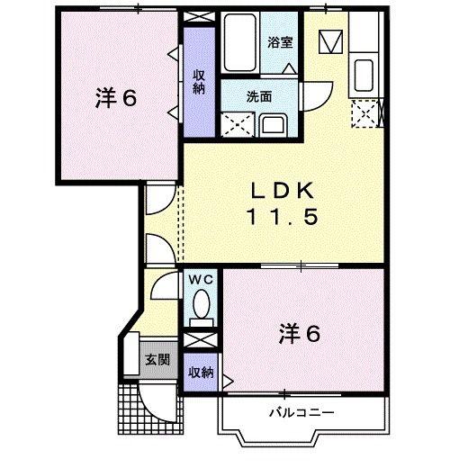 オンラードSK(2LDK/1階)の間取り写真