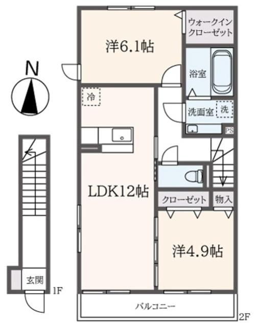 SOLARE不動丸(2LDK/2階)の間取り写真