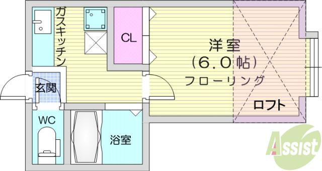 ホワイトキャッスル20番館(1K/1階)の間取り写真