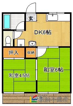 第3大石コーポ(2DK/1階)の間取り写真