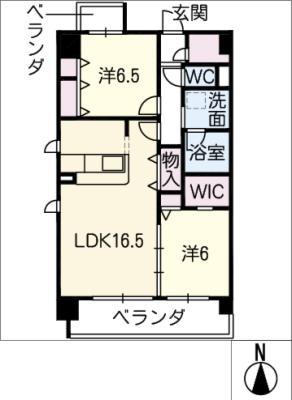 アヴニール桜山(2LDK/4階)の間取り写真