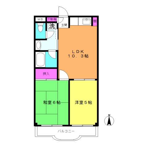 アネックス青葉台(2LDK/1階)の間取り写真