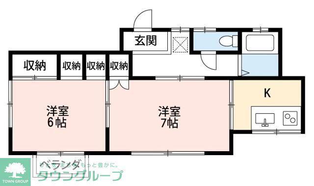 ファミール仲村A(2K/1階)の間取り写真