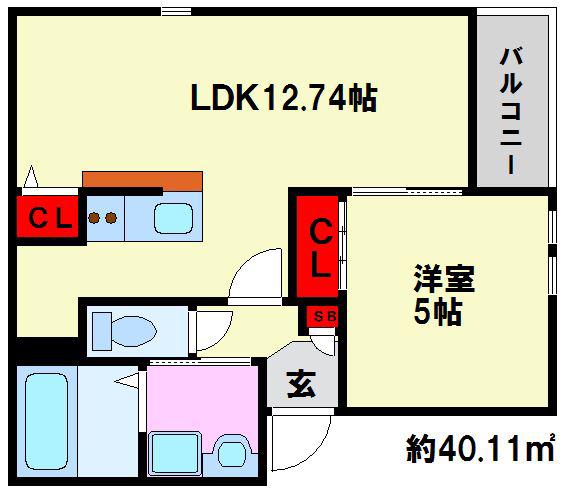 REGALEST平尾(1LDK/3階)の間取り写真