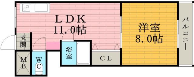 パークライフBM(1LDK/1階)の間取り写真