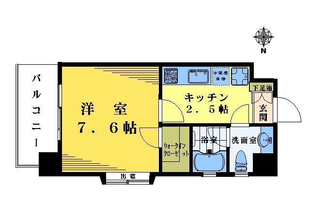 ヤマコート淀橋(1K/4階)の間取り写真