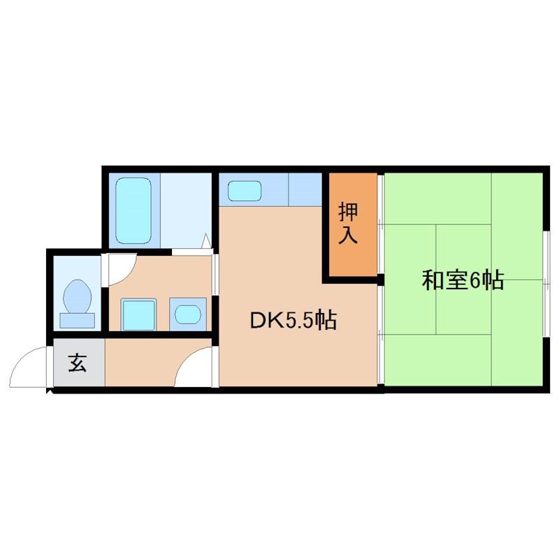 シード1(1DK/2階)の間取り写真