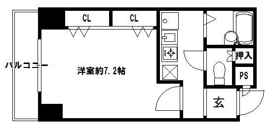 ラ・ビーム河原町(1K/7階)の間取り写真
