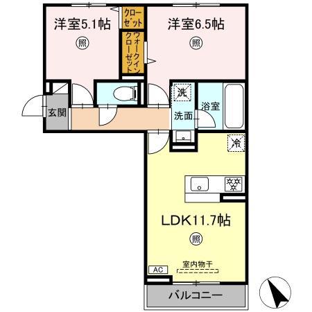 トリシアテラス(2LDK/2階)の間取り写真