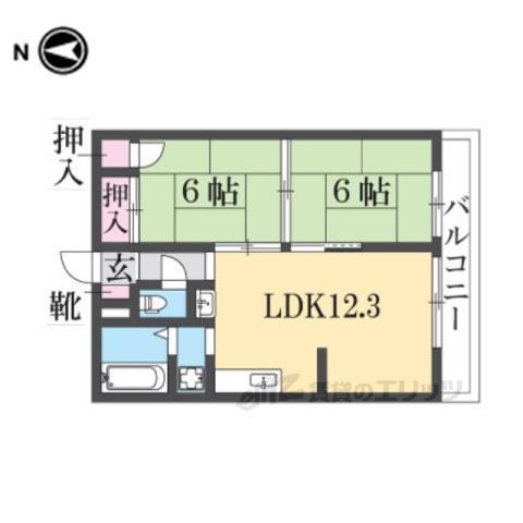 VIEUX CHATEAU(2LDK/2階)の間取り写真