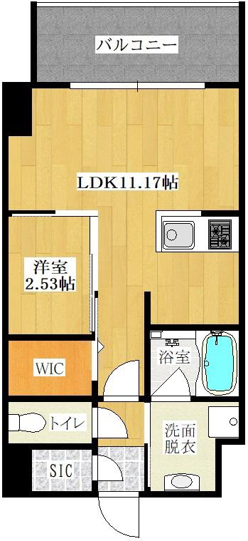 ベルセレーノ大橋(1LDK/8階)の間取り写真