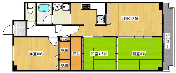 ビシャンテ住吉(3LDK/2階)の間取り写真