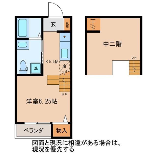 NEXT山手A(1K/2階)の間取り写真