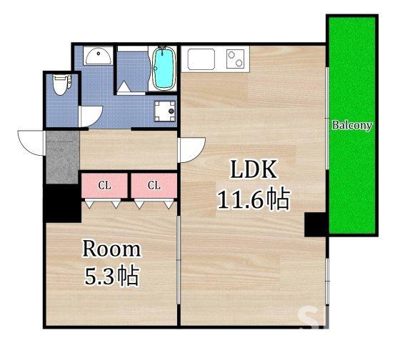 アヴェーレ早苗町(1LDK/1階)の間取り写真