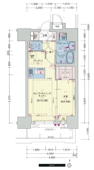 プレサンス錦通 THE 葵(1LDK/14階)の間取り写真