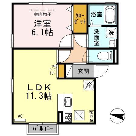 ASOKEB(1LDK/1階)の間取り写真
