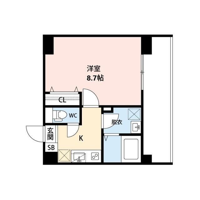 CUES東万代(1K/7階)の間取り写真