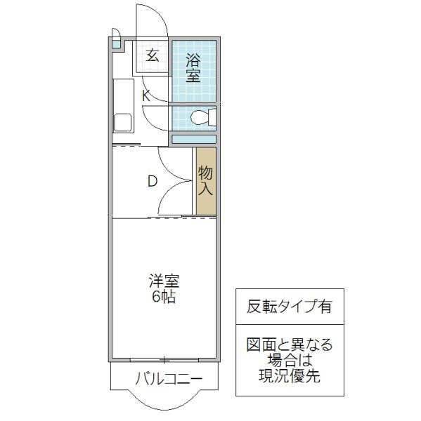 フォーライフ那珂町(1DK/3階)の間取り写真