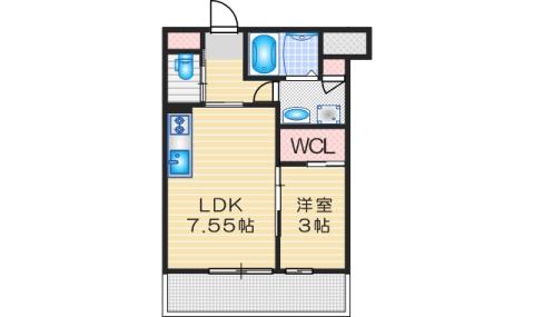 キニスム東五百住町(1LDK/1階)の間取り写真