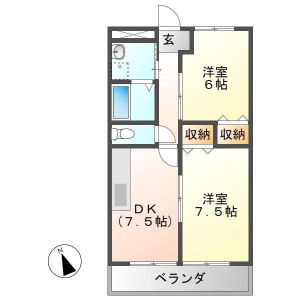 タコマコート(2DK/3階)の間取り写真
