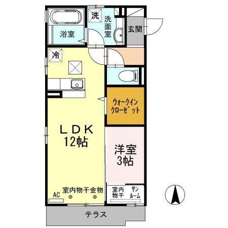 アンベリールI(1LDK/1階)の間取り写真