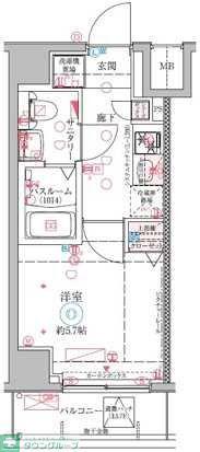 クレヴィスタ大井町(1K/1階)の間取り写真