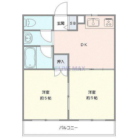 ロイヤルハイム野原(2DK/5階)の間取り写真