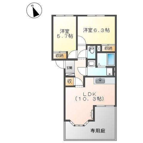 パサージュ(2LDK/1階)の間取り写真