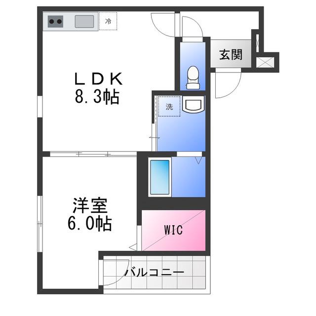 フジパレス北野田VI番館(1LDK/1階)の間取り写真