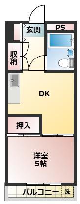 パークハイツ(1DK/2階)の間取り写真