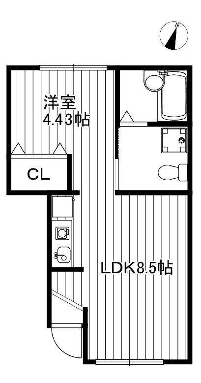 バンブーグローブ(1LDK/1階)の間取り写真