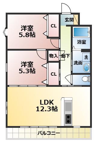LIBERTY21(2LDK/2階)の間取り写真