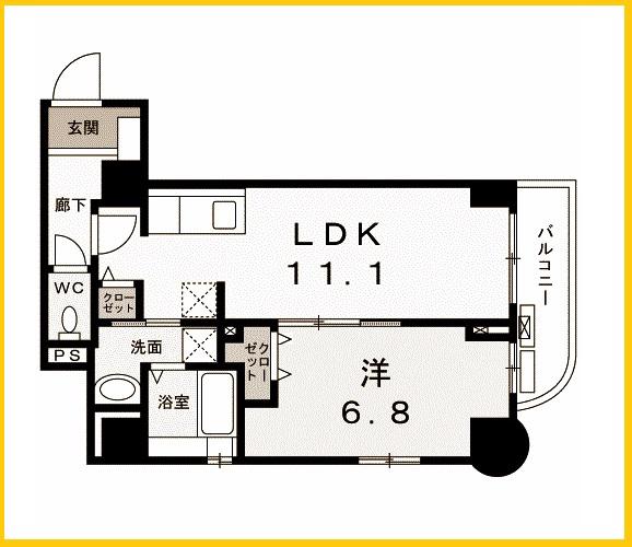 菊水レジデンス綱島II(1LDK/4階)の間取り写真