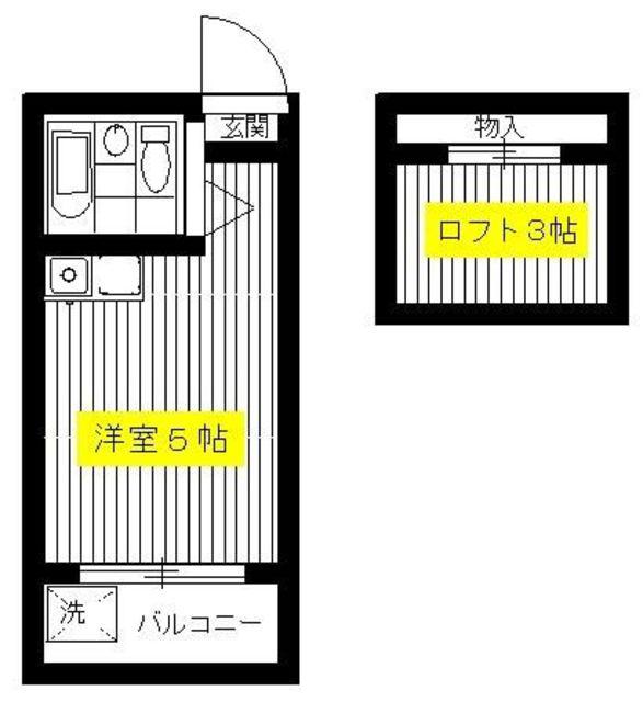 リベラル向山2(ワンルーム/1階)の間取り写真