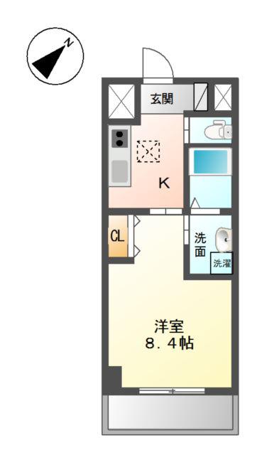 ブルーシャトー(1K/1階)の間取り写真