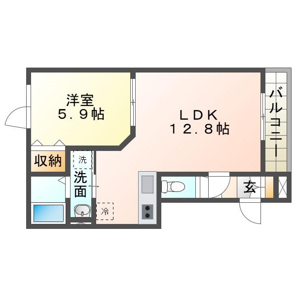 BELLA CASAIII(1LDK/3階)の間取り写真