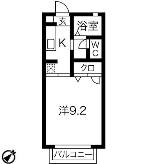 グランシード峰C(1K/2階)の間取り写真