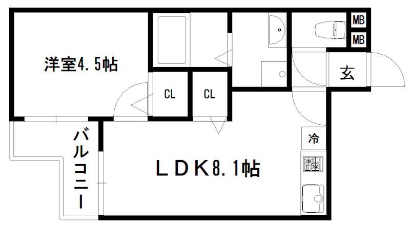 PRIVATE RESIDENCE東一条(1LDK/3階)の間取り写真