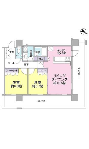 マークス・ザ・タワー東静岡(2LDK/12階)の間取り写真