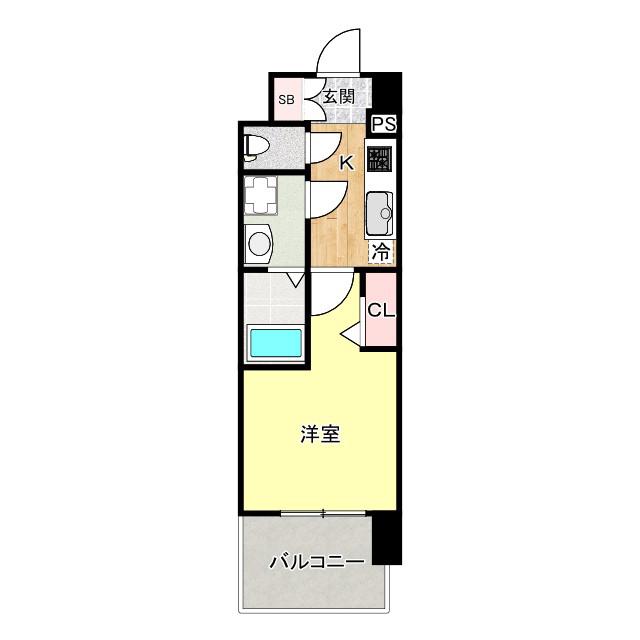レジュールアッシュ桜宮リバーコート(1K/9階)の間取り写真