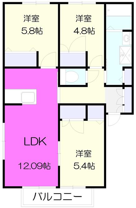 サンビレッヂ・M弐番館(3LDK/1階)の間取り写真