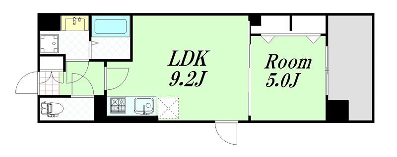 ラルシェパルク新大阪(1LDK/4階)の間取り写真