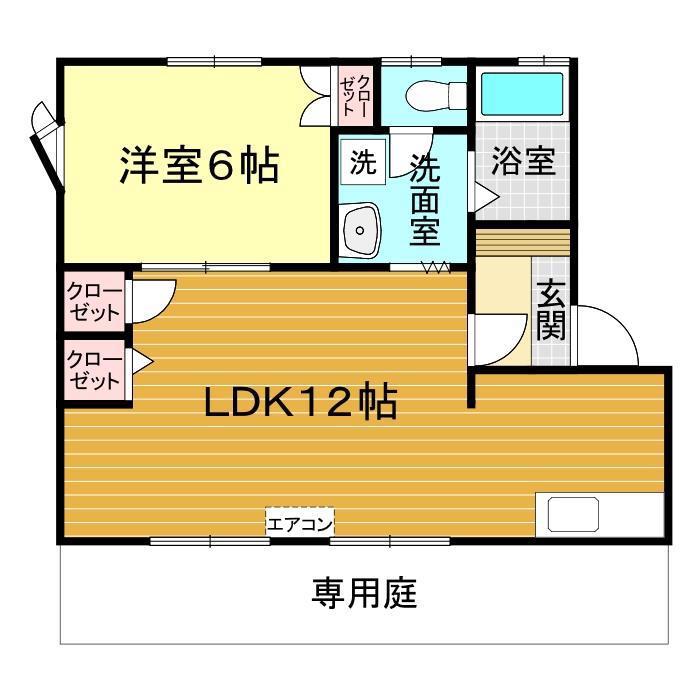 イーストヴィレッジ(1LDK/1階)の間取り写真