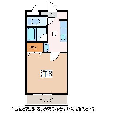 ハイツミレニアム(1K/3階)の間取り写真